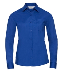 Russell-Ladies-Long-Sleeve-Classic-Polycotton-Poplin-Shirt-934F-bright-royal-front