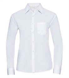 Russell-Ladies-Long-Sleeve-Classic-Polycotton-Poplin-Shirt-934F-white-front