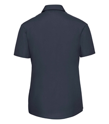 Russell-Ladies-Short-Sleeve-Fitted-Polycotton-Poplin-Shirt-935F-French-navy-back
