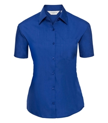 Russell-Ladies-Short-Sleeve-Fitted-Polycotton-Poplin-Shirt-935F-bright-royal-front