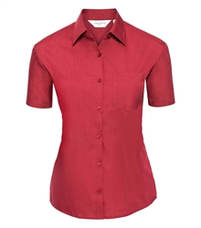Russell-Ladies-Short-Sleeve-Fitted-Polycotton-Poplin-Shirt-935F-classic-red-front