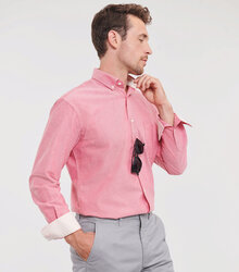 Russell_Mens-LS-Tailored-Washed-Oxford-Shirt_920M_0R920M0RE_Model_side